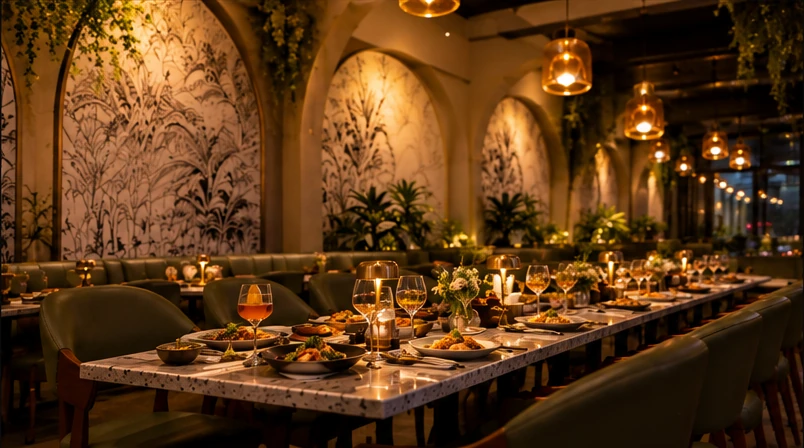 Corporate dinner dining setup at Hoggeterians